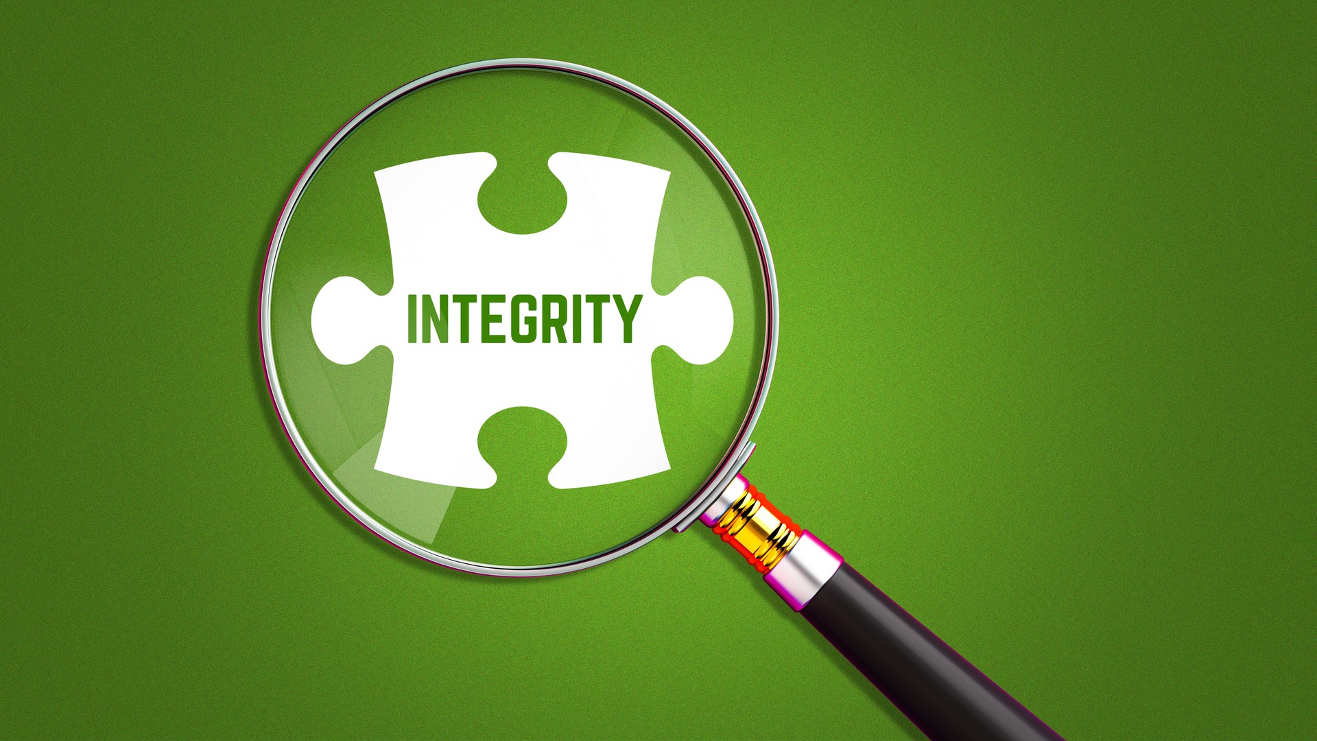 Integrity Concept Magnifying Glass Focus Puzzle Piece